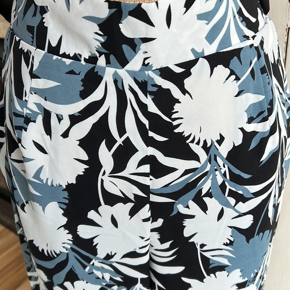 JODIFL black slate blue white wide leg elastic band pockets sheer pant cover up - Picture 5 of 15